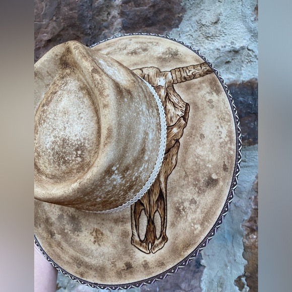 Nwt OS Olive & Pique Hand burned hat - Picture 8 of 10